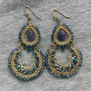 Blue and Gold Earrings